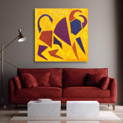 'Bull On Hot Yellow' - Canvas Print