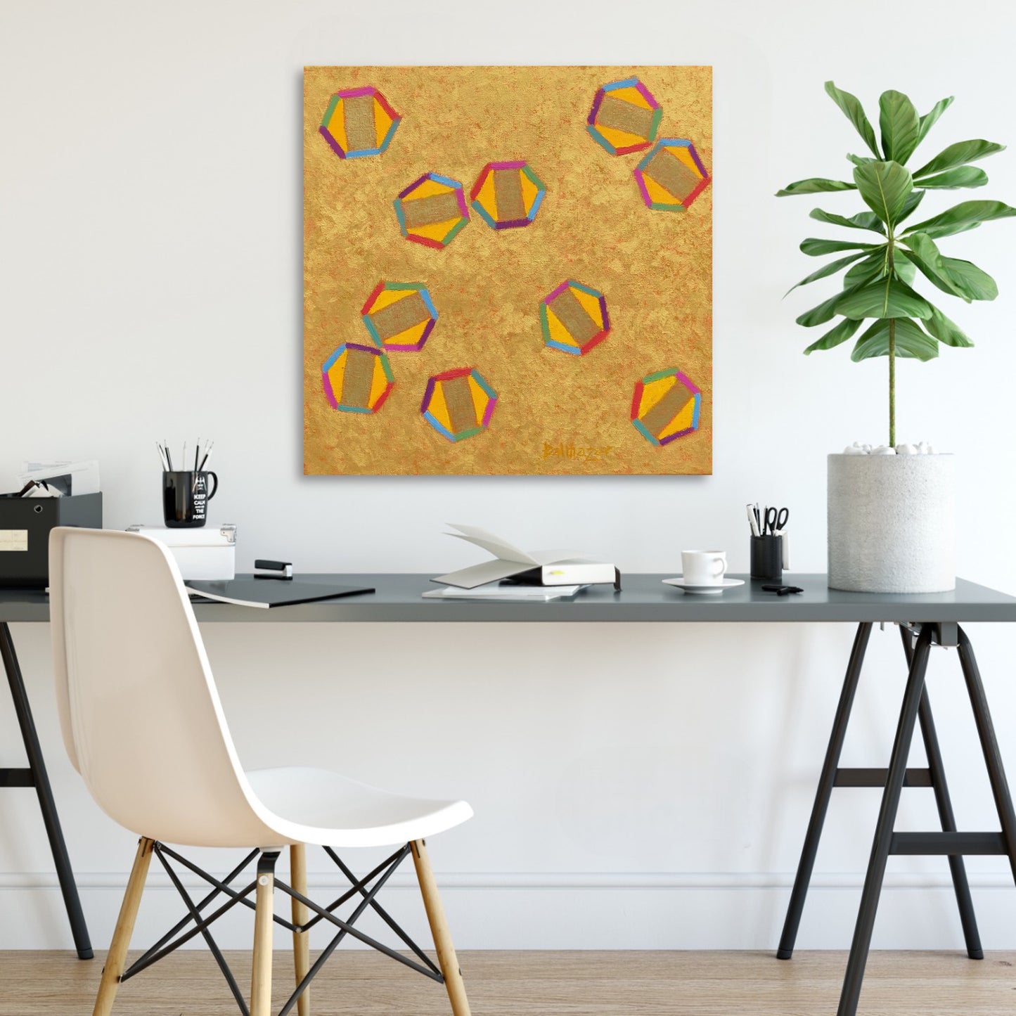 'Bees On Honey Gold' - Canvas Print