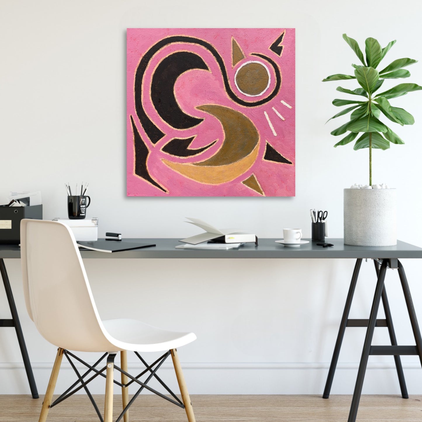 'Puss on Pink' - Canvas Print